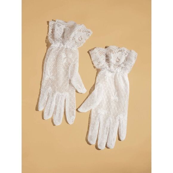 🤍 2PCS Pinup Retro Vintage Classy 1950s White Hat Gloves Accessories Set NEW - Picture 6 of 16